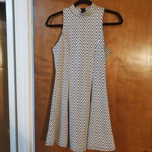 Monteau Black and White Mock Neck Skater Dress (M)